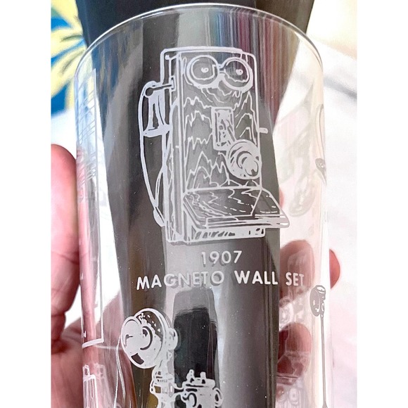 Vintage Tall Cocktail Glasses. History of the Telephone. Set of 4. - Picture 4 of 7